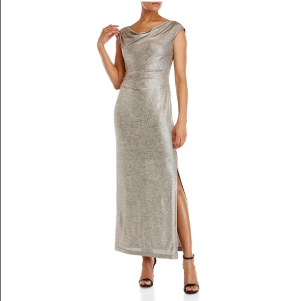 Silver maxi evening dress size 12